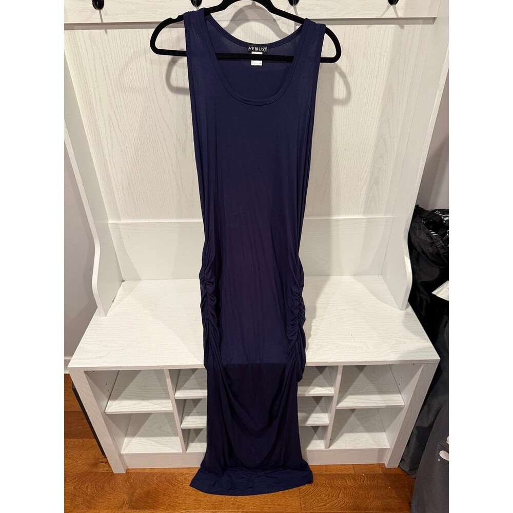 Venus ruched navy tank maxi dress size large